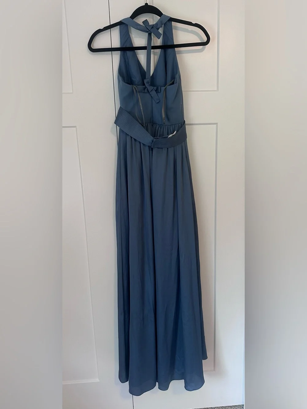 White by Vera Wang Slate Blue Halter Chiffon Formal Dress 0‎